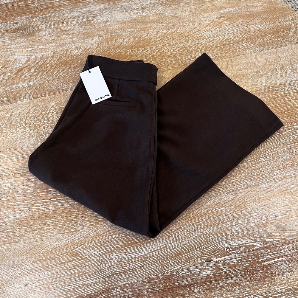 NWT Pink Martini Nadia Cropped Wide Leg Pants in Chocolate Brown Size XS - Picture 3 of 5